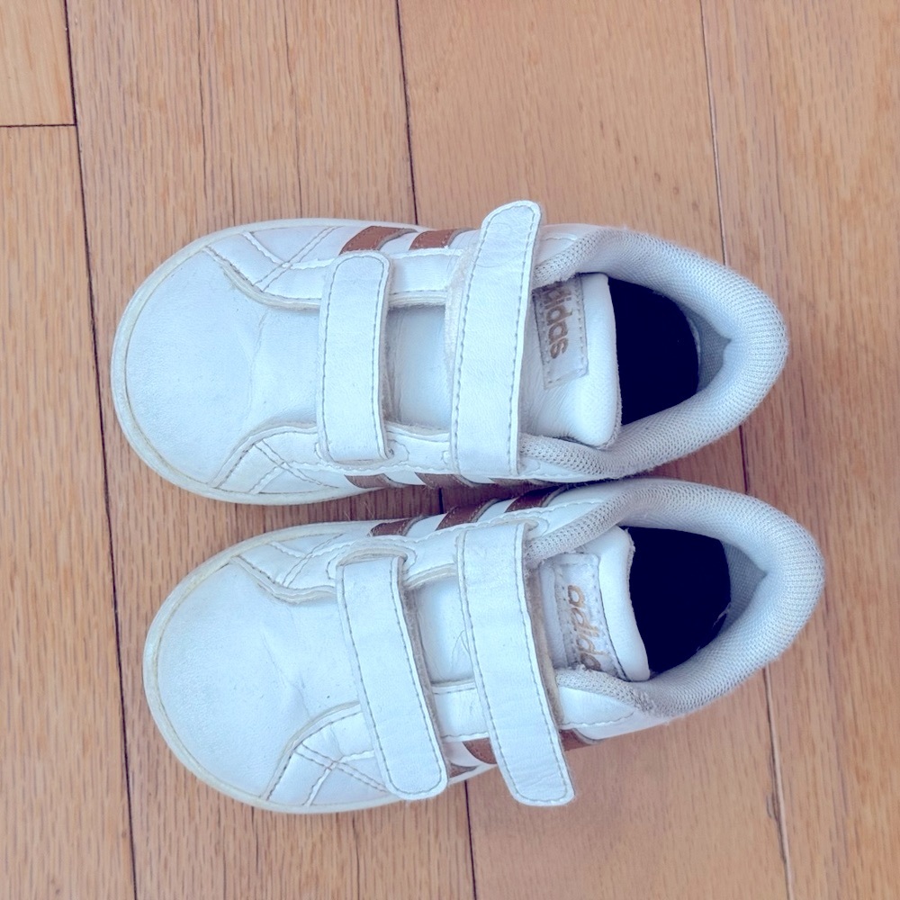 adidas White Sneakers with Velcro Straps